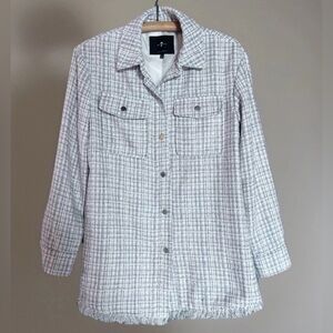 7 For All Mankind Tweed Jacket Raw Hem  Button Front Women's Sz S Lined Designer